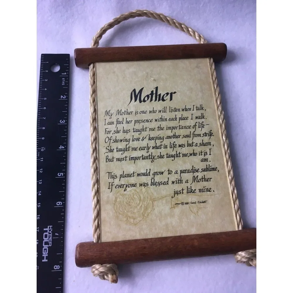 Mother Scroll‎ Wall Plaque With Inspirational Poem & Wooden Frame